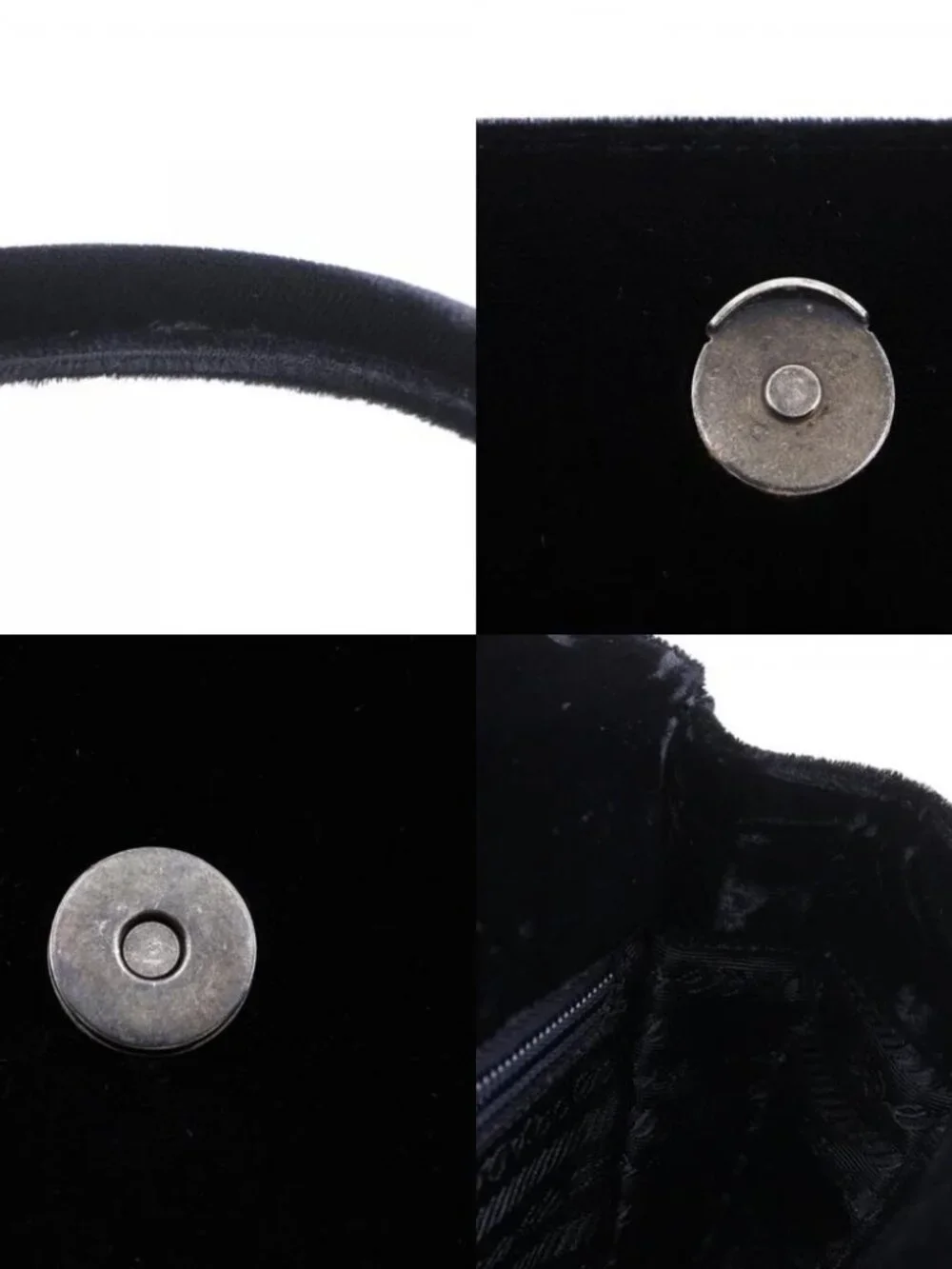 PRADA One handle Handbag vintage NERO black Velor Women